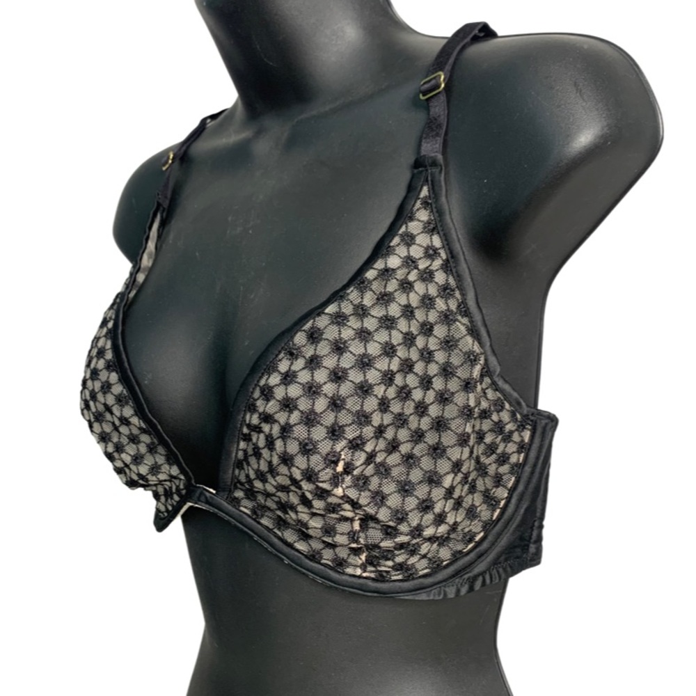 Victoria’s Secret Starburst Black Lace Sheer Underwire Unlined Plunge Bra 36D - Picture 10 of 10